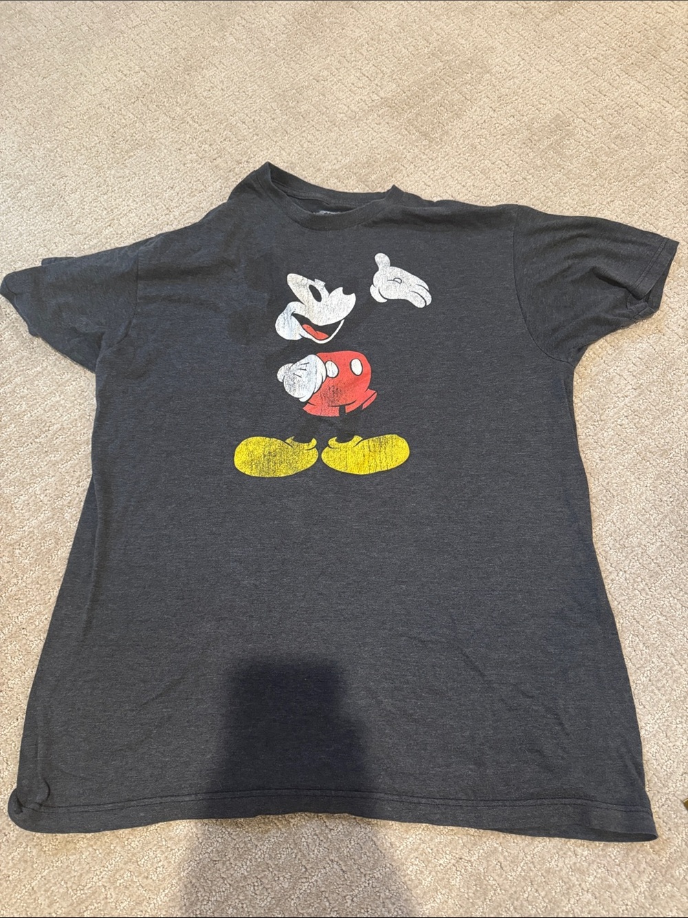 Black Mickey Graphic Tee with Red & Yellow Accents